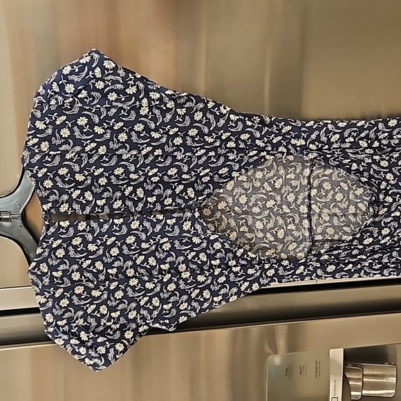 💕REFORMATION💕 Gavin Dress ~ Monterey Navy Blue Floral Print 4 - Picture 14 of 16